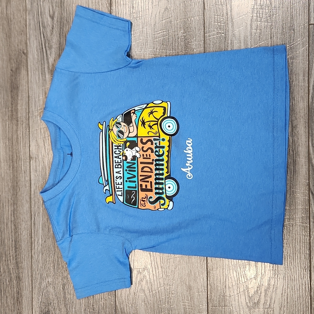 EUC Yachtclub Life is a Beach Aruba 100% cotton Boys sz S tshirt